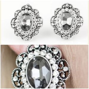 DINE AND DAPPER SILVER CLIP ON EARRINGS
